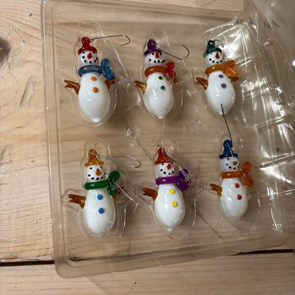 Silvestri Vintage EUC Blown Glass Snowmen Ornaments Set of 6 - Picture 2 of 5